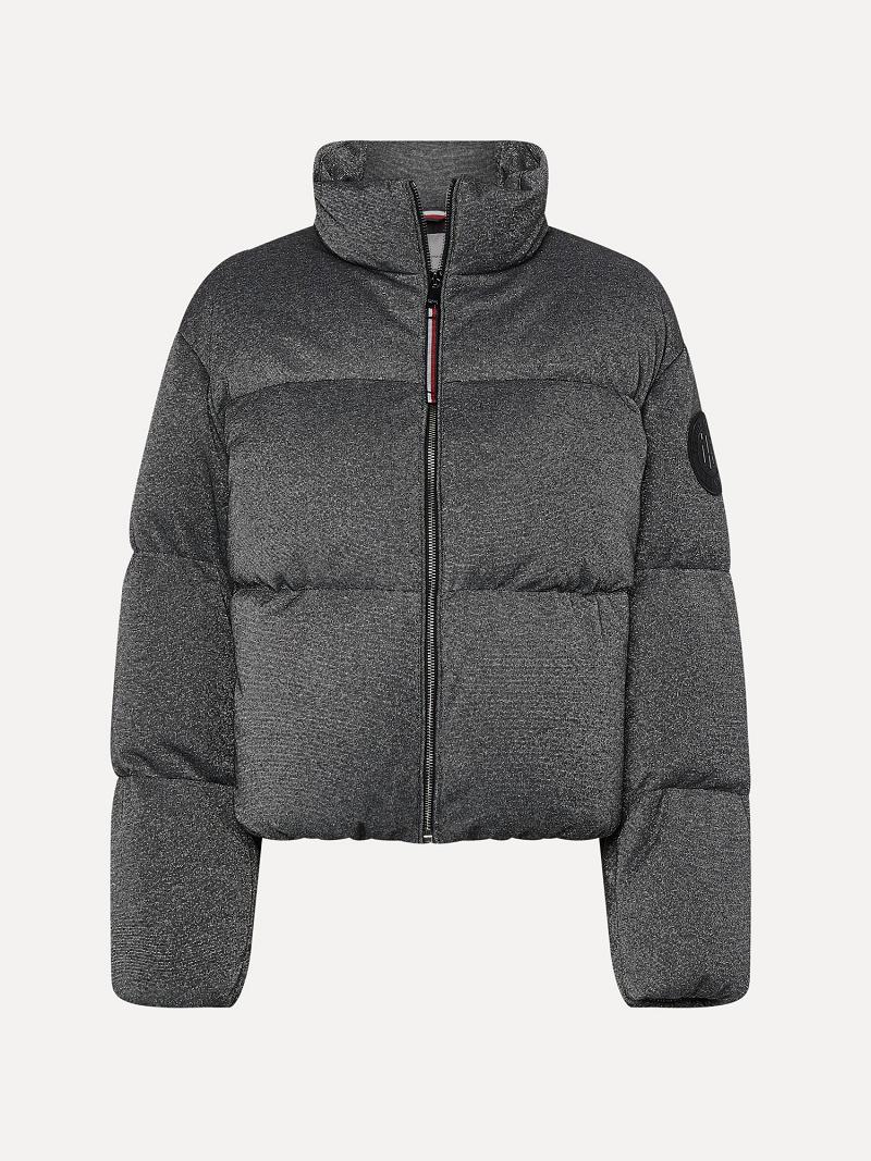 Női Tommy Hilfiger Dark Metallic Down Puffer Kabát Titán | HU 173CTV